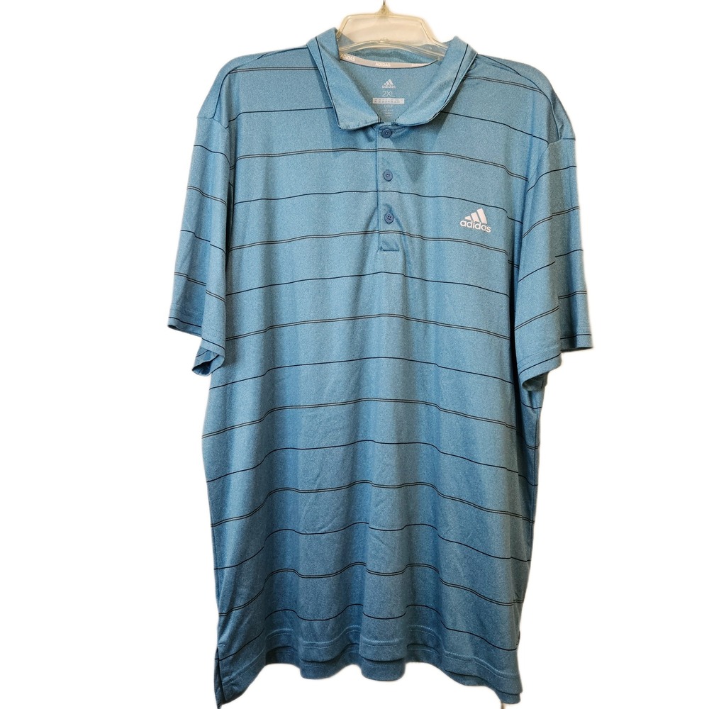 Adidas Golf Polo Blue‎ Striped Size 2XL EUC